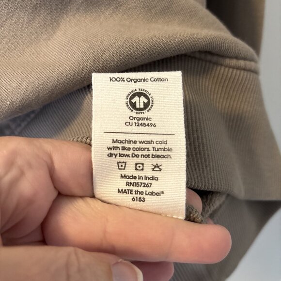 NWOT MATE The Label Organic Fleece Relaxed Cotton Hoodie PBL Taupe Brown Xsmall - Picture 5 of 6